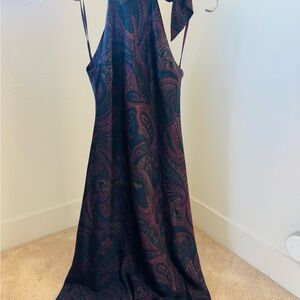 Ralph Lauren Silk Paisley Tie Neck Dress